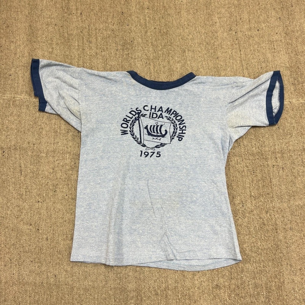 Vintage World's Championship IDA Shirt Mens Small Blue 1975 Champion Blue Bar‎